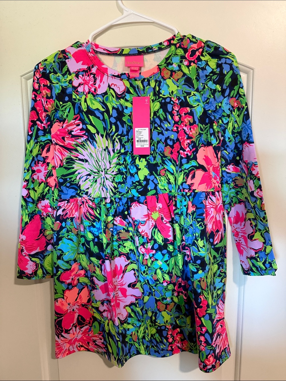 Girls' Bright Floral Long-Sleeve Dress - Pink & Blue
